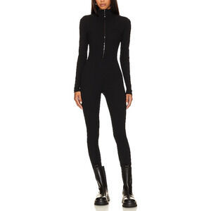 Show Me Your MuMu Black Ribbed Zip-Front Jumpsuit